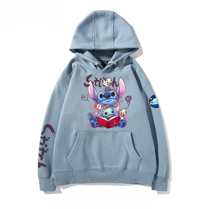 Толстовка с капюшоном Stitch Disney свободная повседневная рубашка длинными рукавами