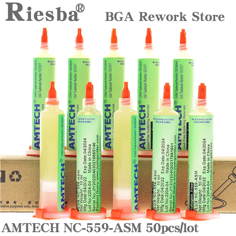 

50pcs/lot AMTECH NC-559-ASM flux cleaning-free low-smoke BGA soldering station commonly used 559 flux