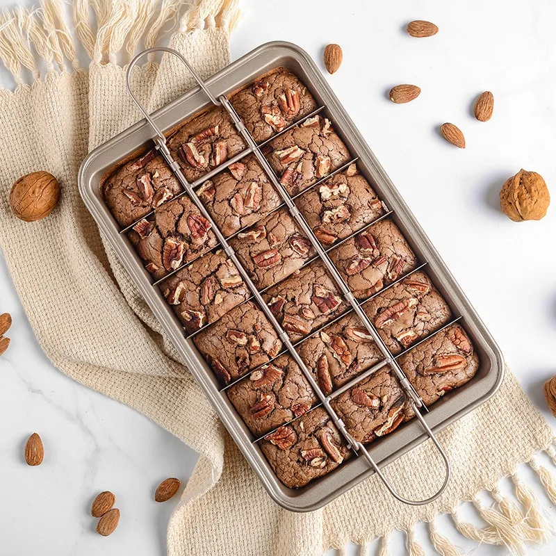 

Solid Base Brownie Non Stick Baking Tray Baking Tool Set Square Grid Kitchen Cake Dessert Chocolate Mold Pastry Tool