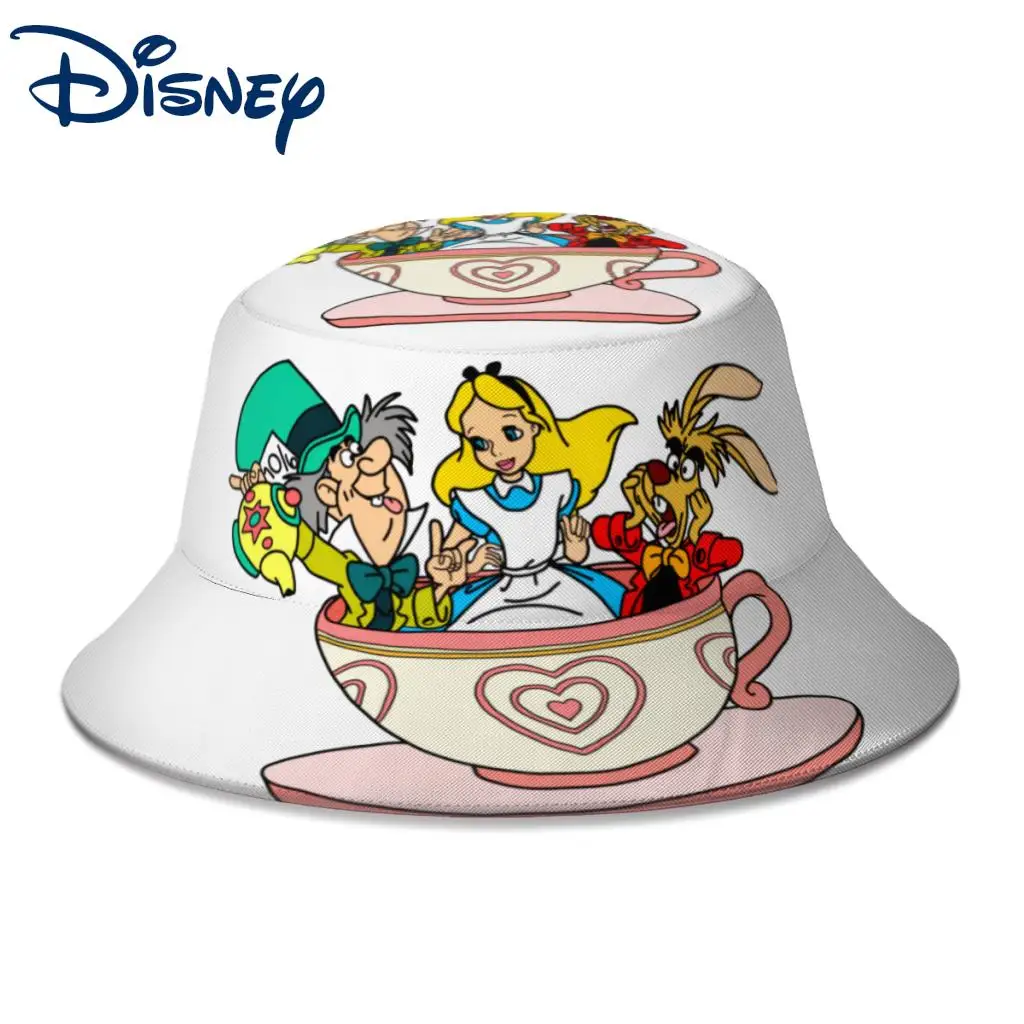 

New Alice In Wonderland Cartoon Bucket Hats for Unisex Disney Outdoor Travel Foldable Bob Fishing Fisherman Hats Panama Gorros