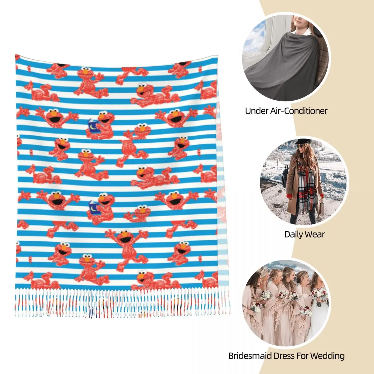 Печенье монстр карандаш Elmo полосатый узор шаль обертка женский зимний большой