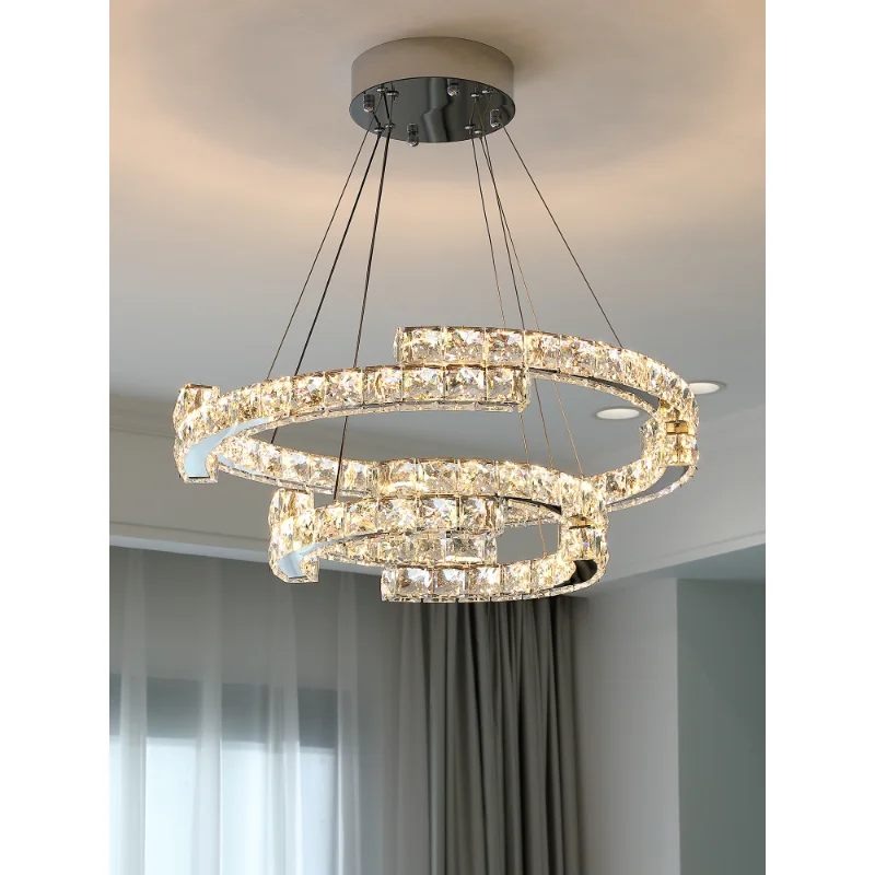 

Led Art Chandelier Pendant Lamp Light 2022 New Italian Luxury Crystal Ring Modern Simple for Living Room Bedroom Hanging