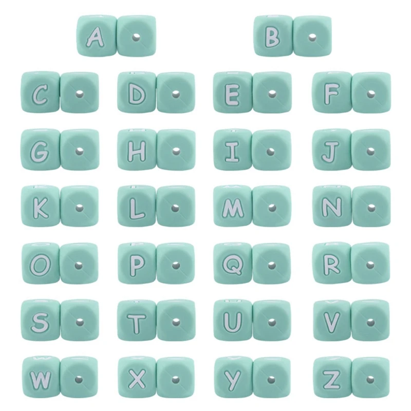 

Cube Letter Alphabet Beads Bulk 10PCS Silicone Teether Toy DIY Making Bead Kits