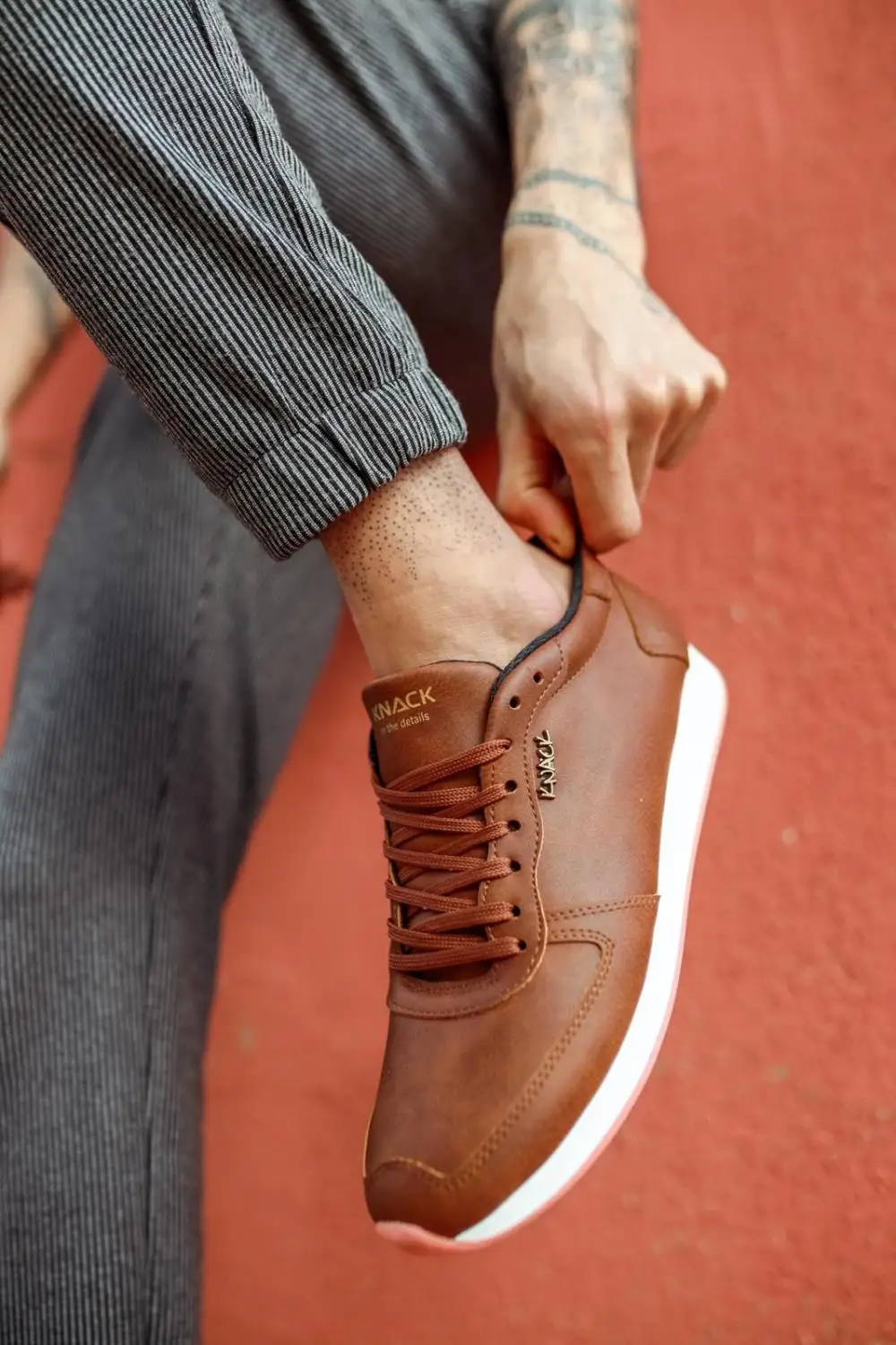 

KNACK Tan Daily Sneakers for Men 002 White Bottom Artificial Leather Rubber Lace-up Fall & Spring Sport Comfortable Outdoor Sneaker Gel Venus Footwear Fast and Free Shipping High Quality Fabric New Season Fashion Tren