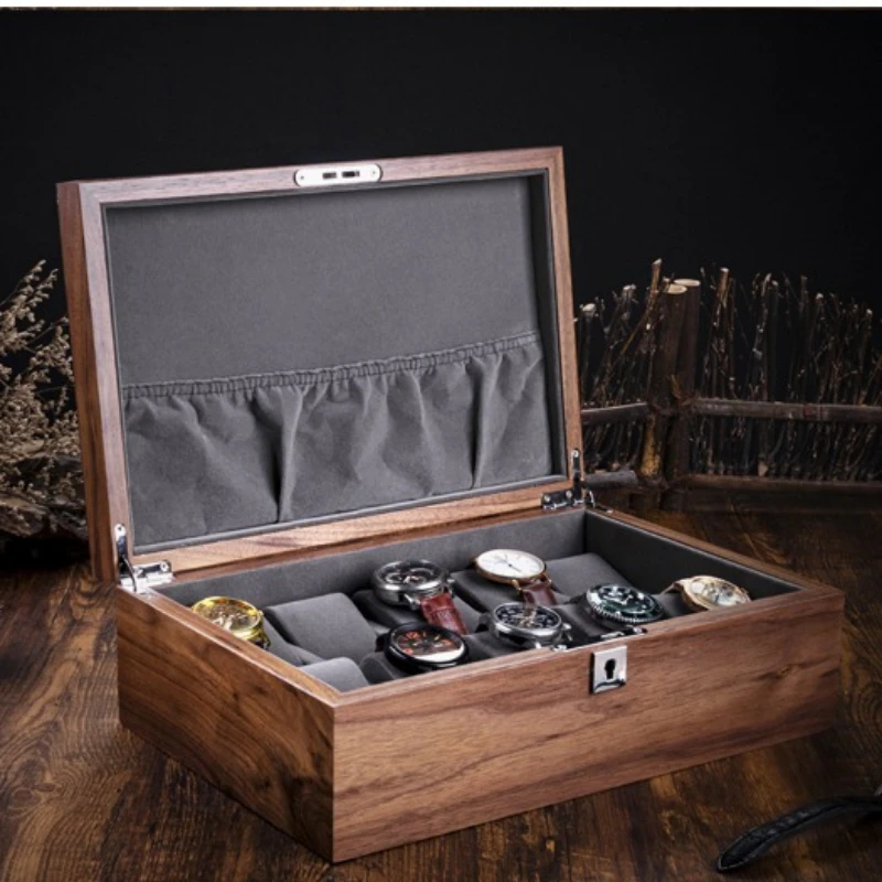 Коробка для хранения часов из орехового дерева с замком органайзер ювелирных