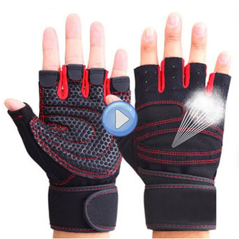 

Перчатки с открытыми пальцами, перчатки для тренировок в тренажерном зале, бодибилдинга, защита гантелей