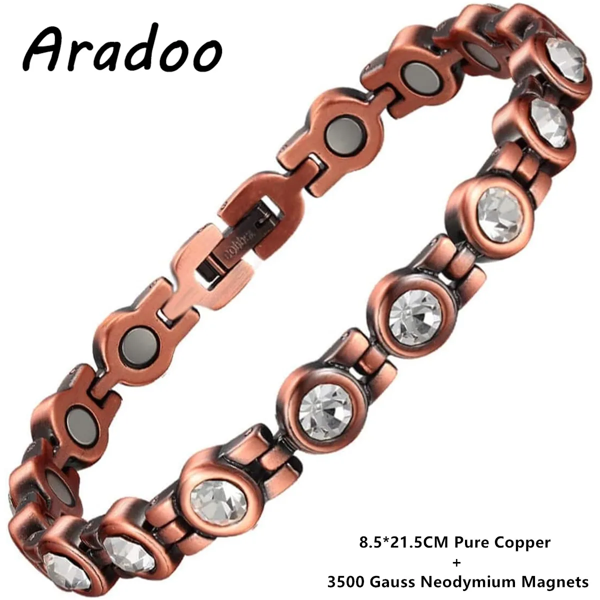 Фото ARADOO Исцеляющий Кристалл Медный Браслет для Женщин 3500 Гаусс Магниты Браслеты Ювелирные Изделия Подарки №1