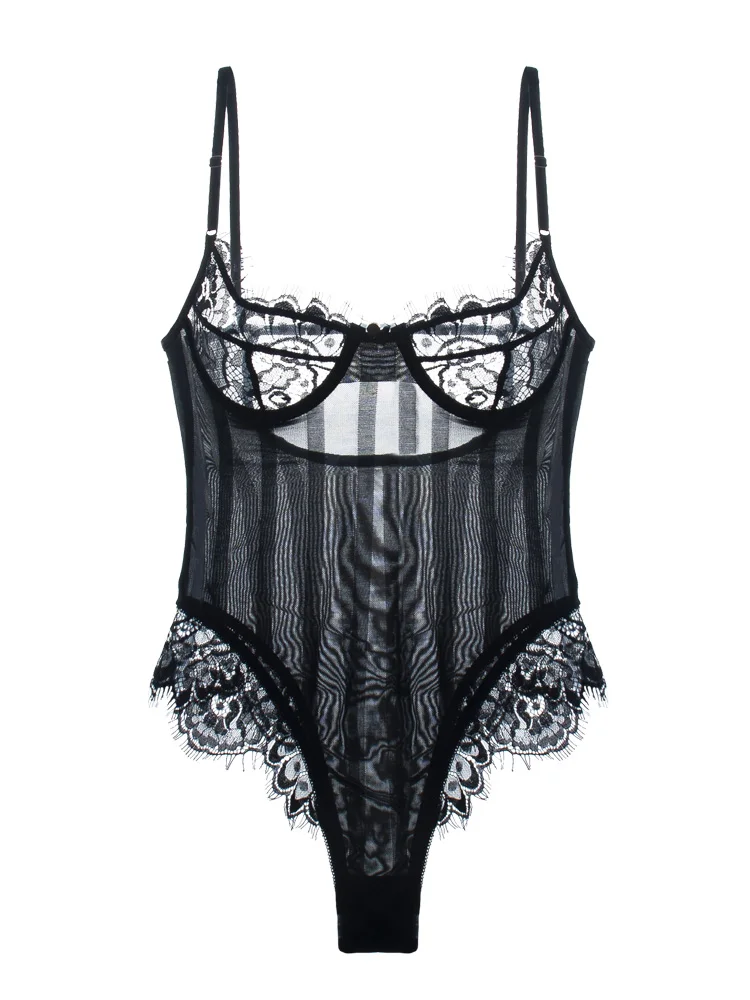 

Sexy Bra and Panty Sets for Women Lingerie Set Ultra Thin Lace Bralette Large Size Underwear Set Seamless Bodysuit