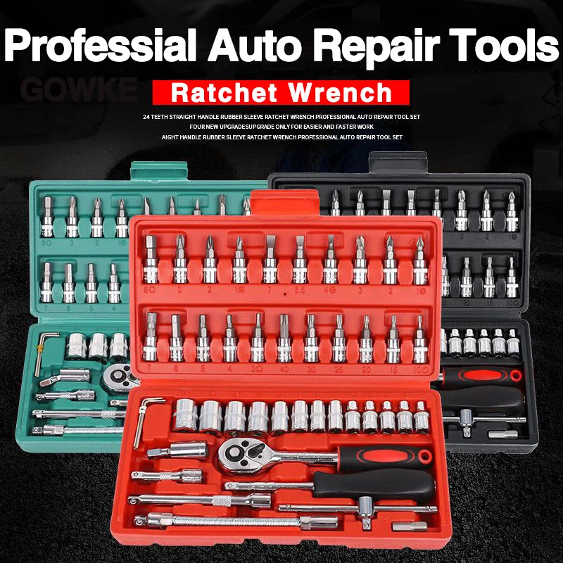 

46pcs Socket Wrench Set Ratchet Spanner Multi-functional Car Repair Tool Professional Mechanical Workshop Tools Kit Motorcycle