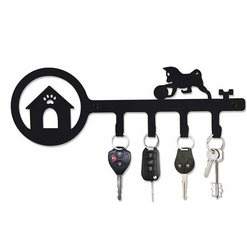 

Wall Mounted Iron Key Holder With 4 Key Hooks For Car Or House Keys Key Rack Home Decor Metal Art Vintage Metal Plate Wall Art