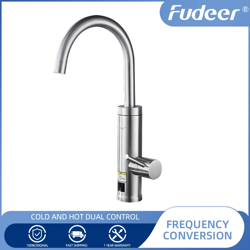 Fudeer Electric Instant Water Heater 220V 3400W All Stainless Steel 3 Second Hot Water Hot and Cold Tankless Instantaneous Tap