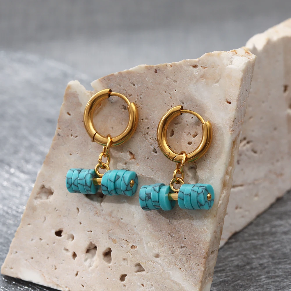 

Bohemian Dangle Drop Earrings for Women Vintage Turquoise Hanging Earrings Ethnic Retro Pendant Ear Hook Beach Party Jewellry