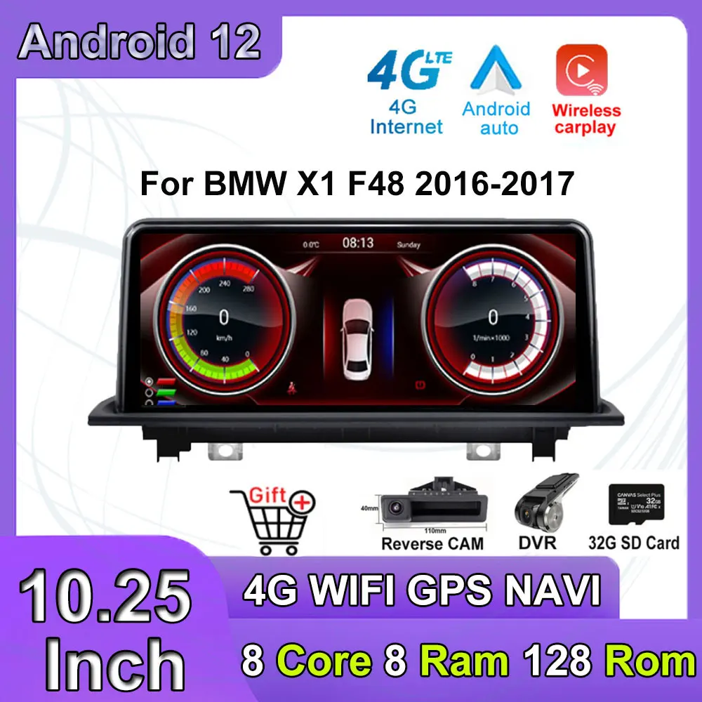 

10.25 Inch Android 12 IPS Screen For BMW X1 F48 2016-2017 NBT EVO System Car Carplay Monitor Multimedia GPS Navigation Player