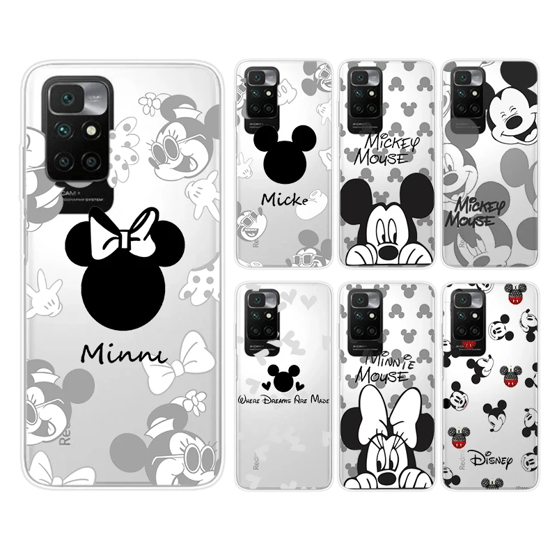 

ove Disney Mickey Minnie Phone Case For Redmi 10 10X 10C 9 9AT 9T 9A 8 7 6 K50 K40 Silicone Transparent Soft Shell Cover