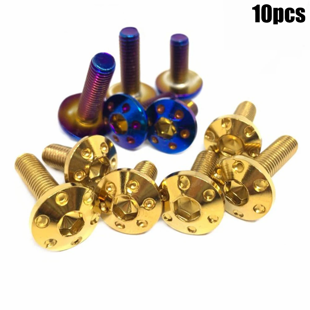 

10pcs M6 20mm Motorcycle Rear Fender Screw Stainless Steel Titanium Blue/gold Screw Replacement Parts For Y15 Y15zr