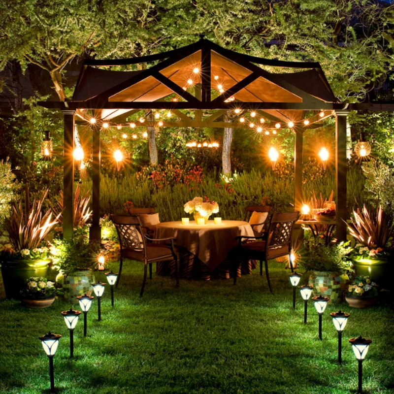 Светодиодная Водонепроницаемая гирлянда на солнечной батарее свадебная уличная