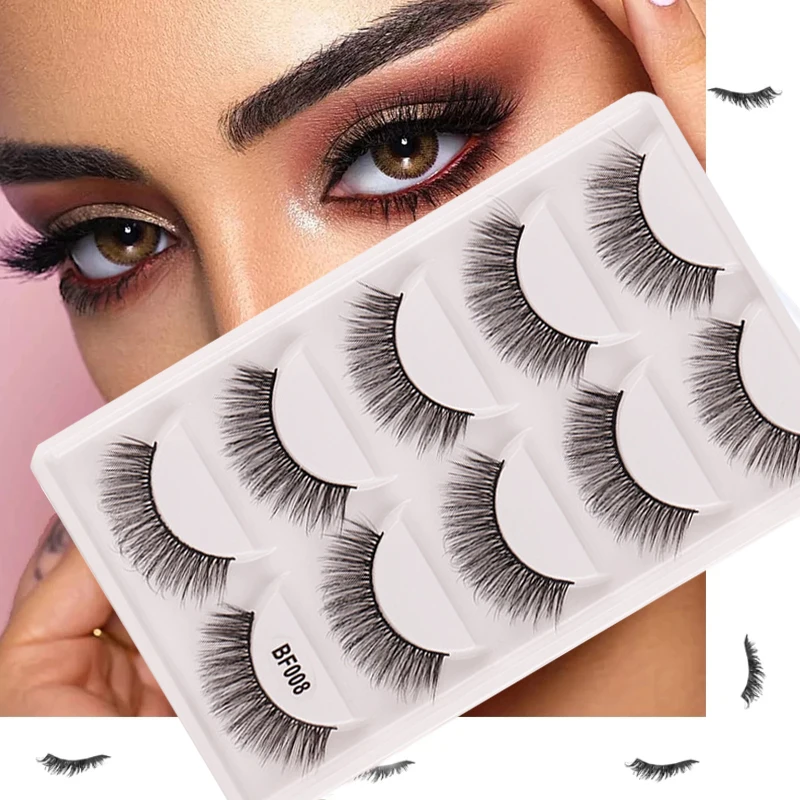 

5 Pairs Lash Extension Natural Cross False Eyelashes Soft Hair Wispy Short Beauty Eye Makeup Big Eyes Daily Fake Eyelashes