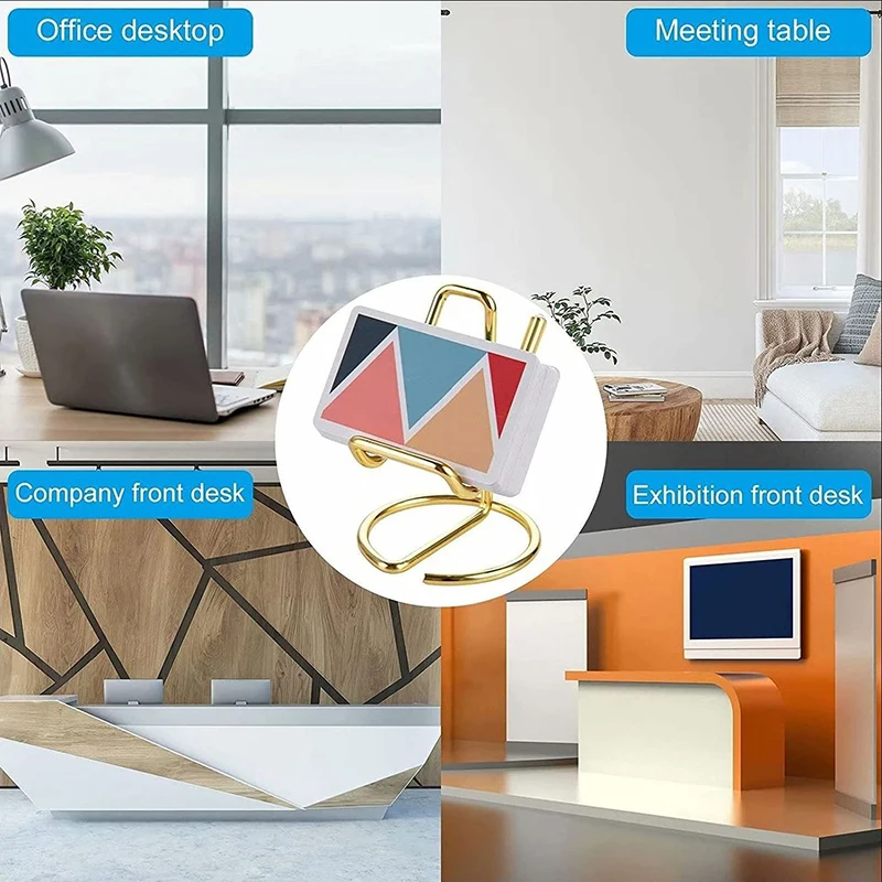 1pcs golden desk phone holder metal business card holders phone rack office supplies desk display stand desk accessories free global shipping