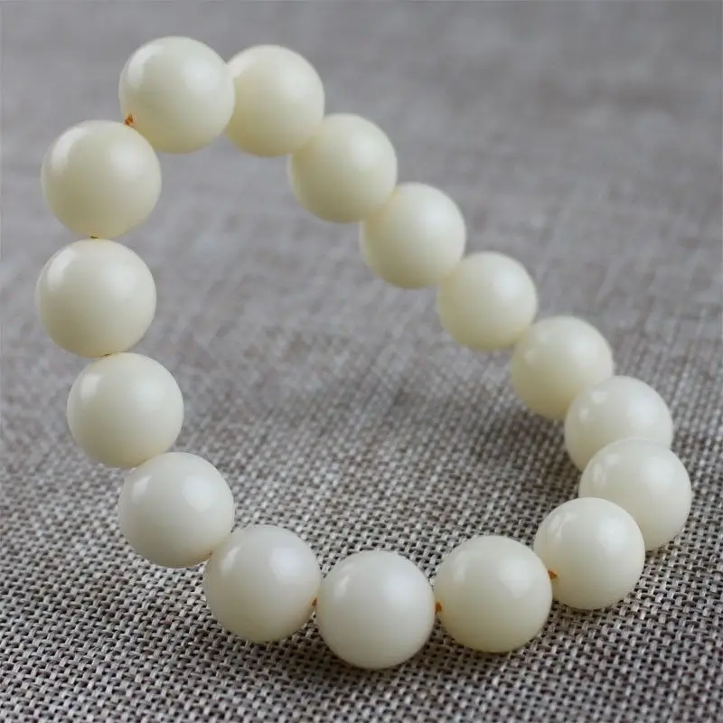 

SNQP White Bodhi Root Bracelet Single Loop High Density Original Seed Jade Buddha Bead Male And Female