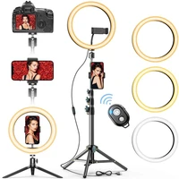 tripod fill light kit 10 inch ring light with 50 inch extendable tripod stand led round light with phone holder for live makeup