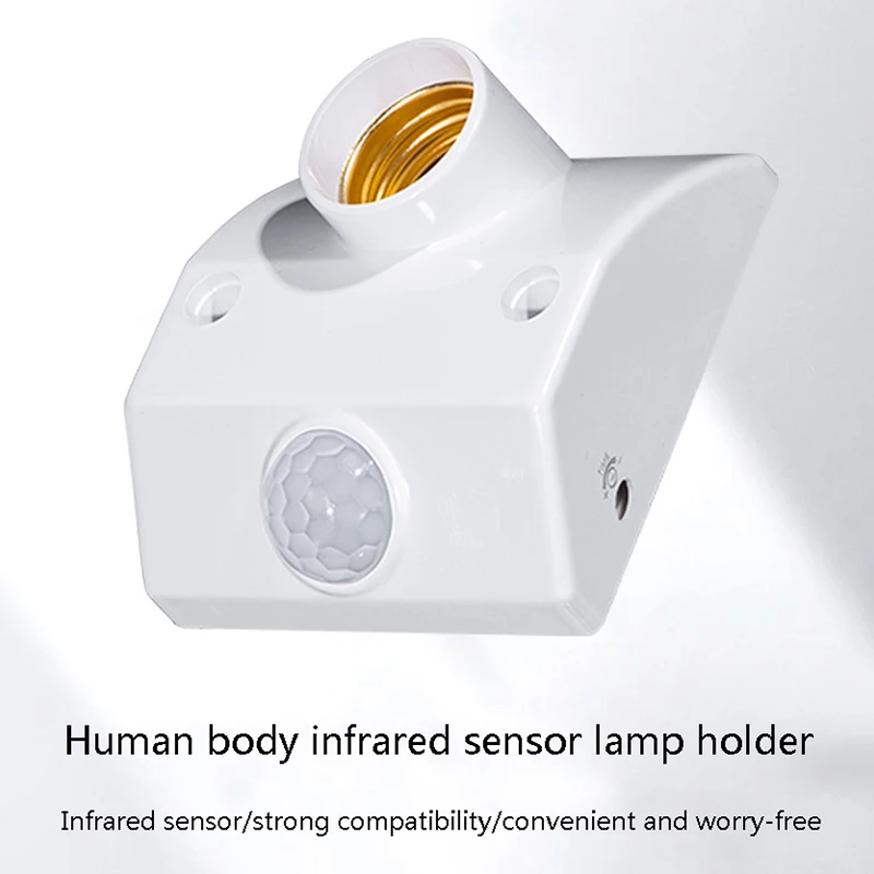 

E27 Lamp Holder LED Bulb Built-in Human Body Sensor Switch PIR Motion Detector For Home Lighting Corridor Stairs Room White New