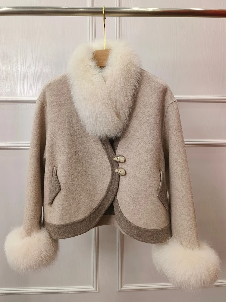 Корейский стиль тонкая женская осенняя шерстяная короткая куртка с воротником