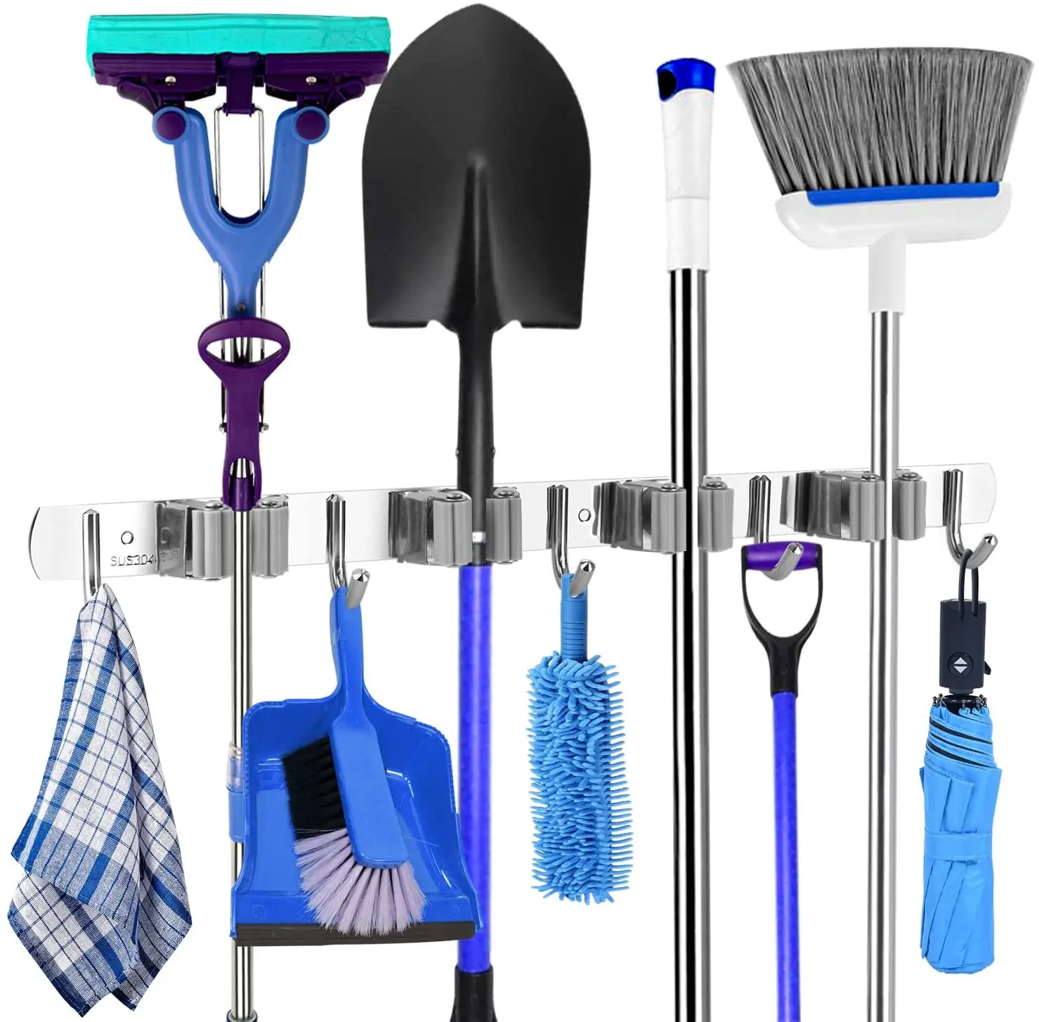 

Mop and Broom Holder Heavy Duty Mop Hanger Wall Mounted Stainless Steel Organizer for Broom Holders Home Laundry Bathroom