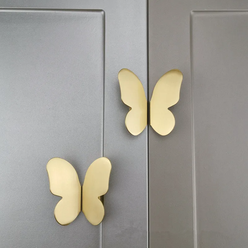 

Brass Kitchen Cabinet Handles Black Butterfly Cupboard Drawer Wardrobe Door Knob Pulls Furniture Hardware