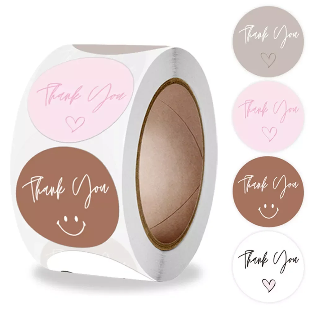 

100-500pcs Round Thank You Stickers for Envelope Seal Labels Gift Packaging decor Birthday Party Scrapbooking Stationery Sticker
