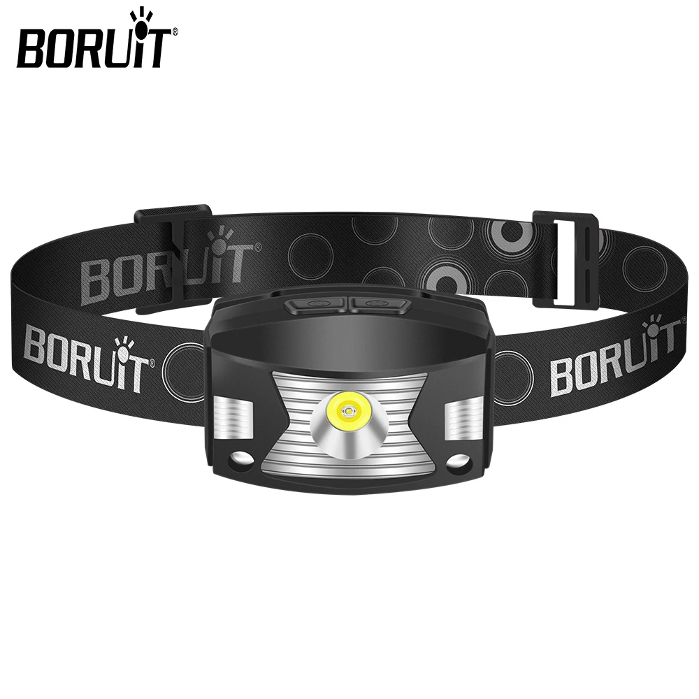 BORUiT G7 Motion Sensor Headlamp 5 Modes LED Headlight USB-C Rechargeable Waterproof Head Torch Red Warning Running Bicycle Lamp