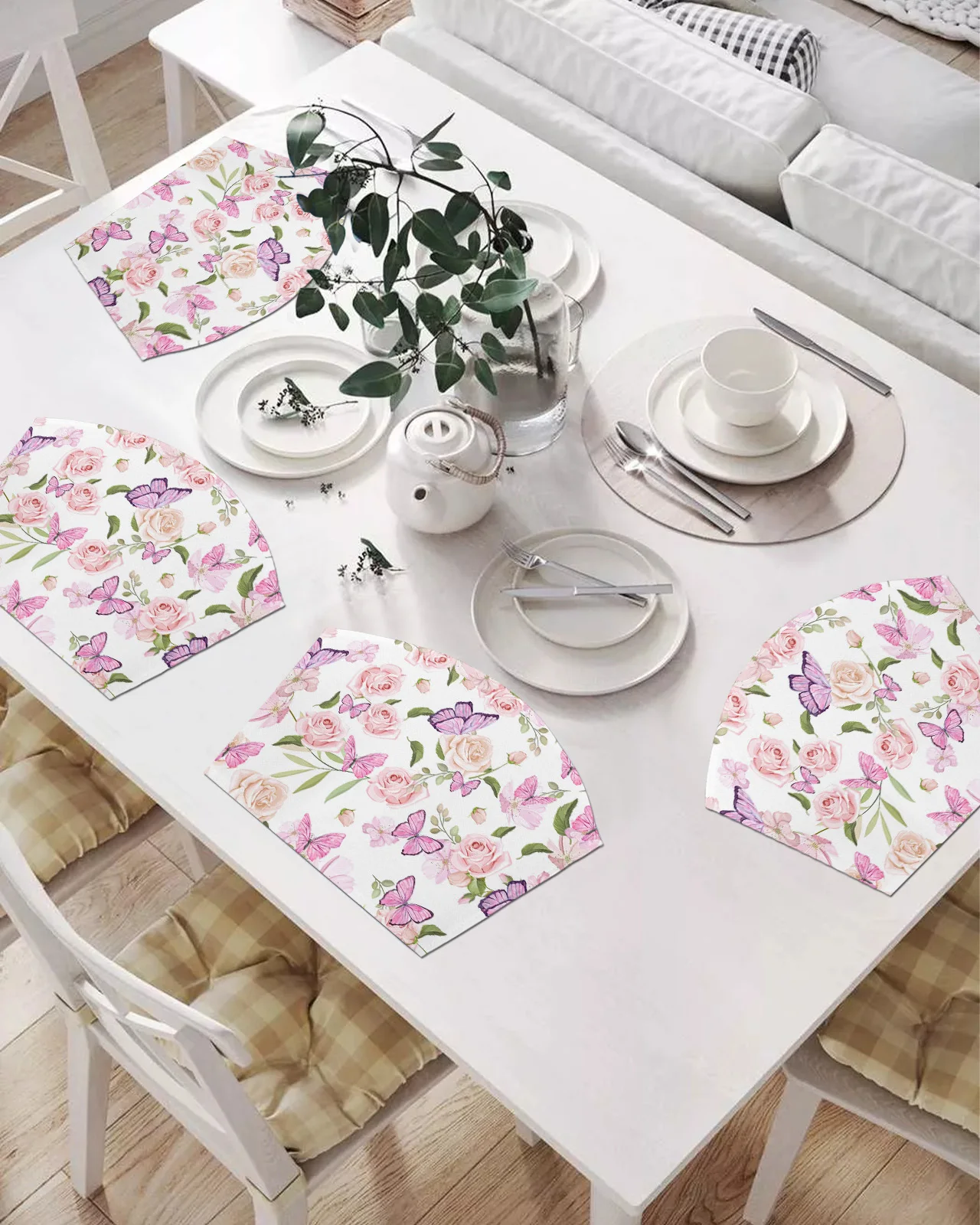 

2/4/6 шт. набор подставок в форме веера, цветы, бабочки, розовые розы, коврики для стола, подставка, Рождественский домашний декор, кухонные акс...