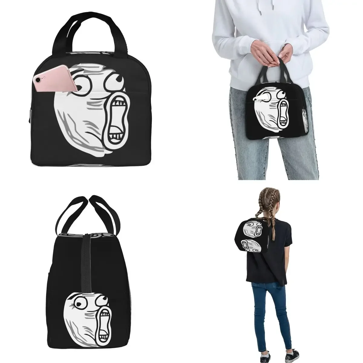 Изолированная сумка для ланча Trollface Meme Термосумка многоразовый комикс Rage