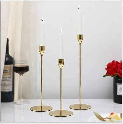 

American North European simple romantic gold small waist Candlestick props home furnishings