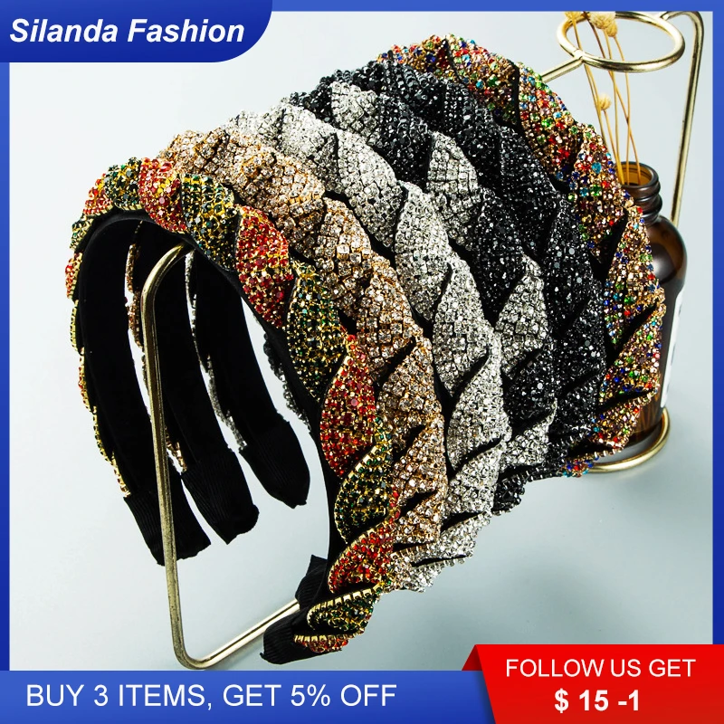 

Silanda Fashion ZA Women's Hair Band Retro Shining Rhinestone Cupchain Inlaid Headband Luxury Hand-made Party Hair Ornaments