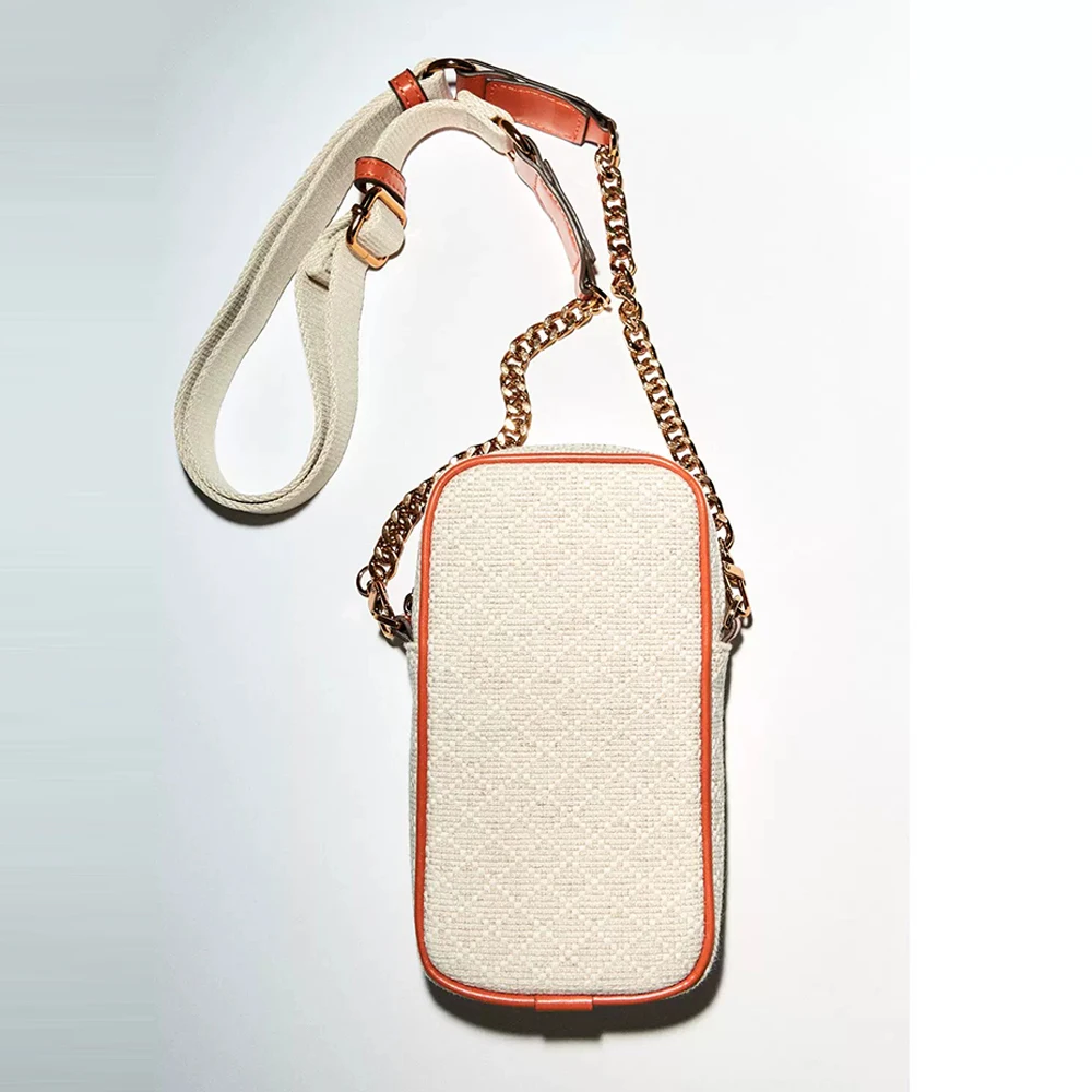 

Designer Brands Canvas Crossbody Bags for Women 2022 Luxury Chains Shoulder Bag Small Phone Flap Wide Strap Sling Bag Handbags