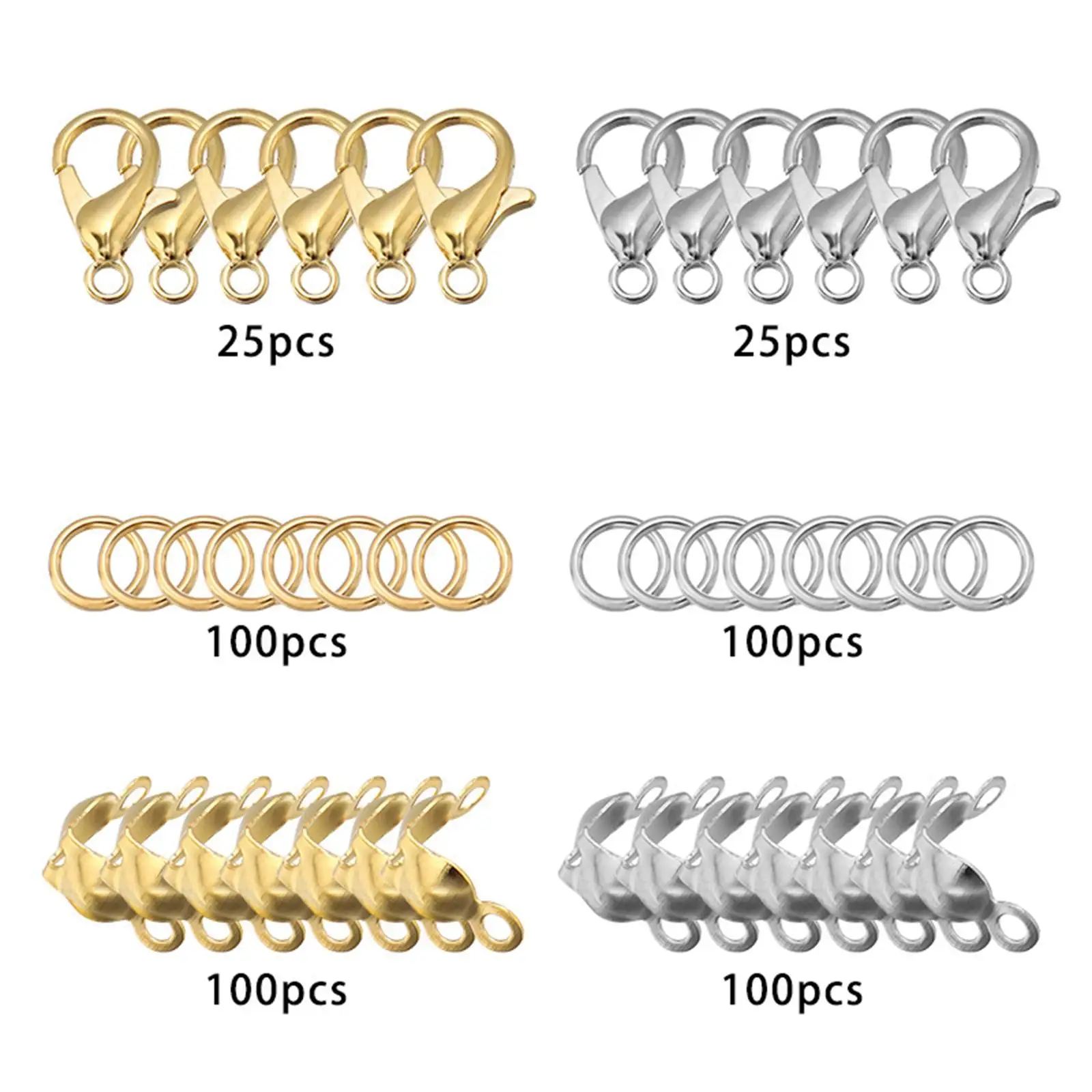 450x Jump Rings Split Lobster Clasps Hooks Jewelry Making for DIY | Findings & Components