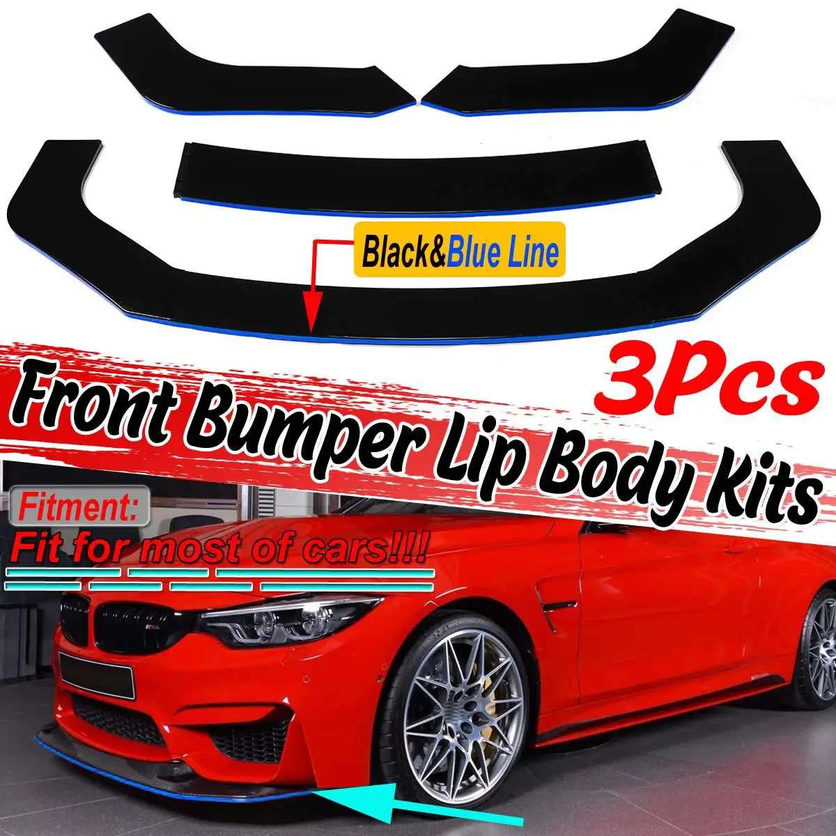 

3Pcs Universal Car Front Bumper Splitter Lip Diffuser Spoiler Protector For BMW F10/F11 E39 E46 E90 E92 E93 E60 F32 F36 G30 G31