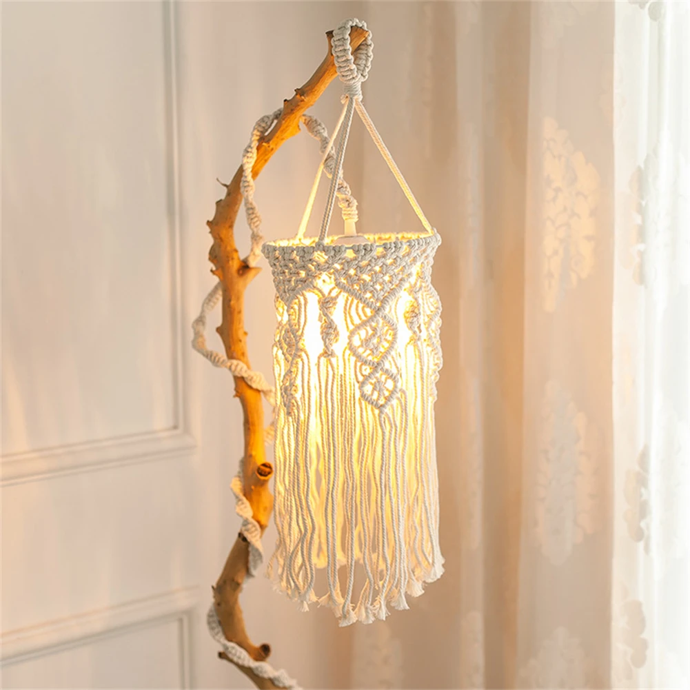 

Bohemian Handmade Woven Lampshade Macrame Wall Hanging Lamp Bedroom Living Room Coffee Restaurant Decoration Tapestry Lampshade