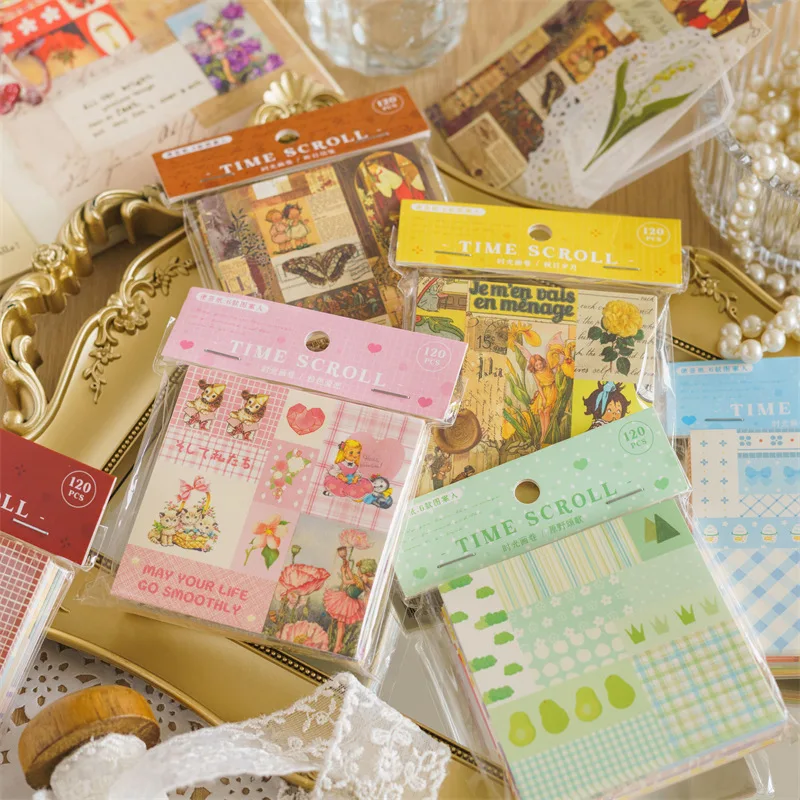 

20sets/lot Memo Pads Material Paper time picture Junk Journal Scrapbooking Paper Retro Background Decoration