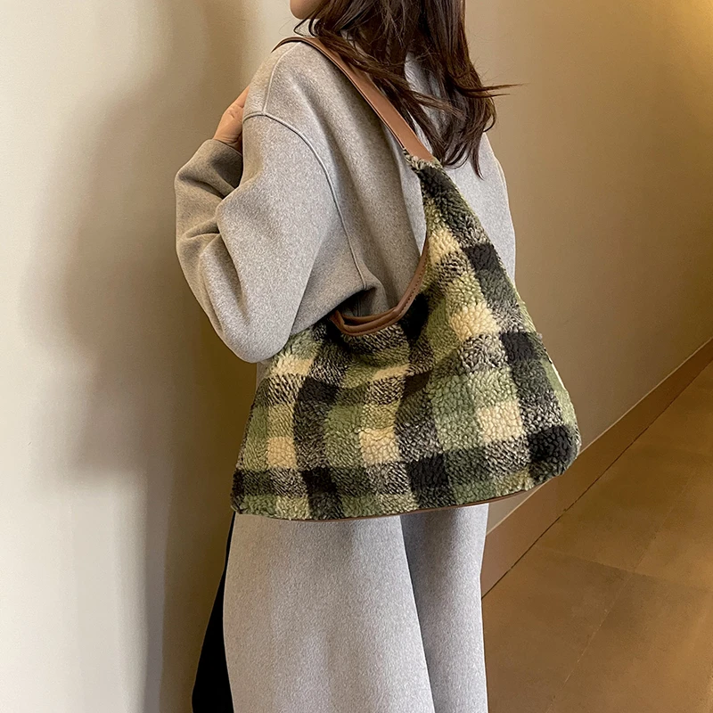 Модная классическая Универсальная Женская панельная Сумка-тоут из шерстяной