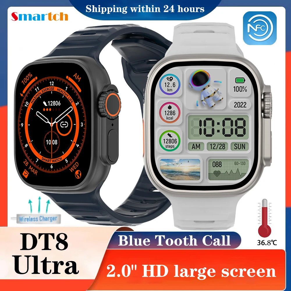 

New IWO Smart Watch DT8 Ultra NFC GPS Track 49mm Men Women Series 8 Thermometer Blue Tooth Call Waterproof Sports Smartwatch