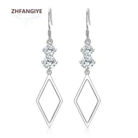 zhfangiye women earrings silver 925 jewelry accessories with zircon gemstone korean style drop earrings for wedding party gift