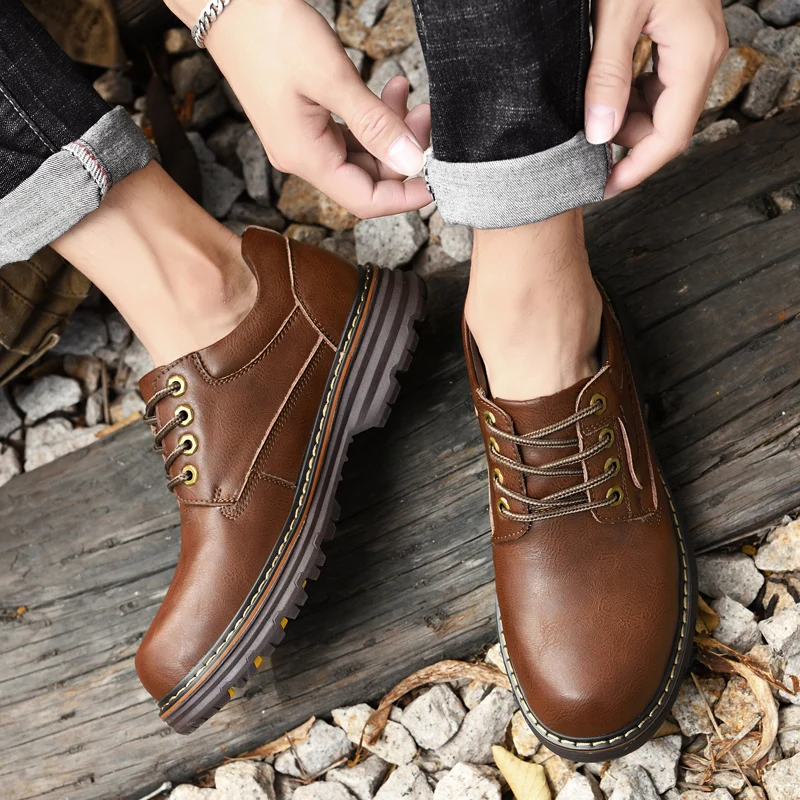 Зимняя мужская обувь на меху уличная рабочая износостойкая водонепроницаемая