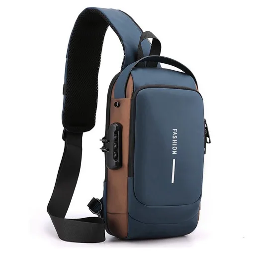 Men Sling Backpack USB Charge Port chest bag for men Anti-theft Travel Waterproof Oxford Male Cross body Shoulder Chest Bag