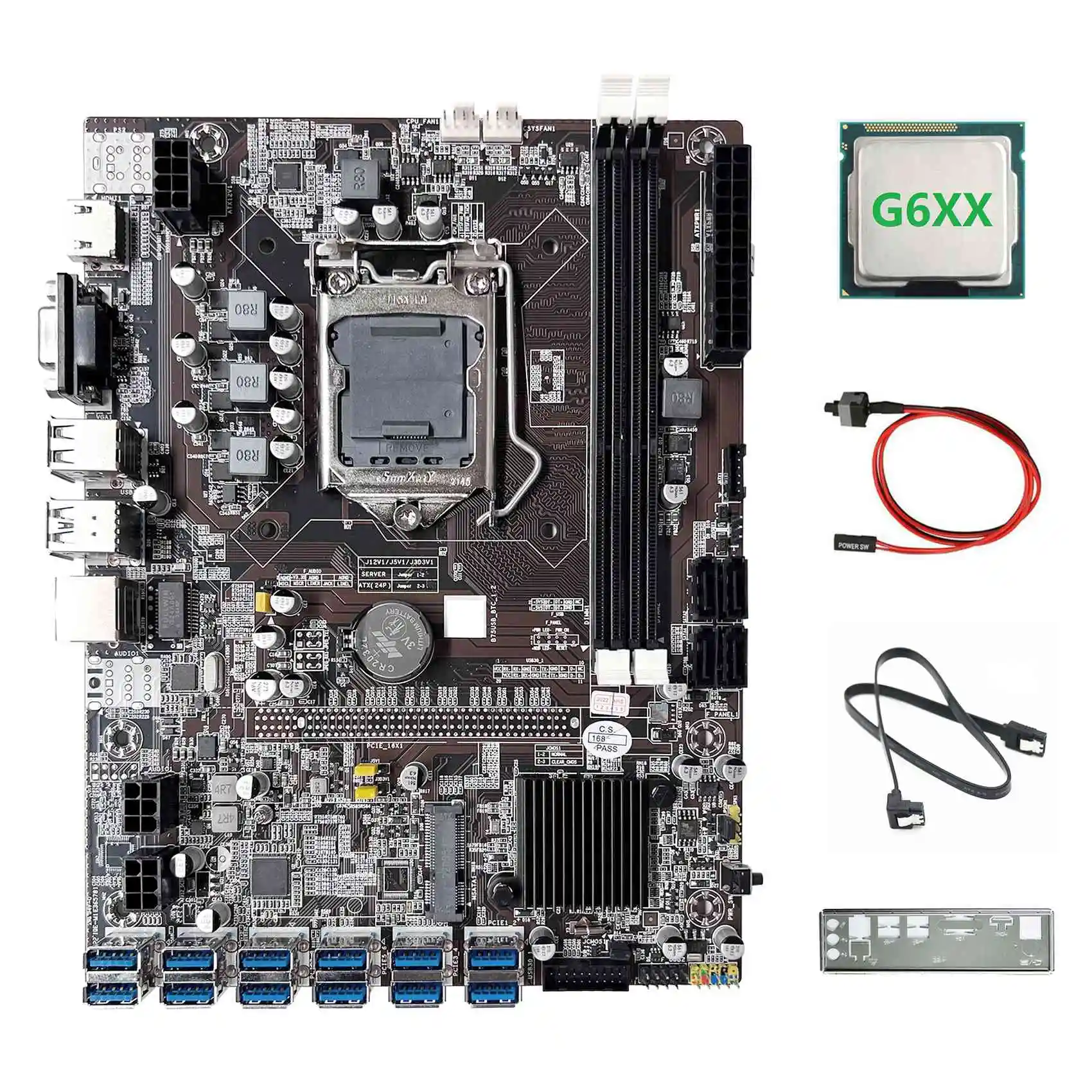 

Материнская плата B75 12USB BTC для майнинга + процессор G6XX + кабель SATA + кабель переключателя + перегородка 12XUSB3.0 B75 ETH материнская плата для майнин...