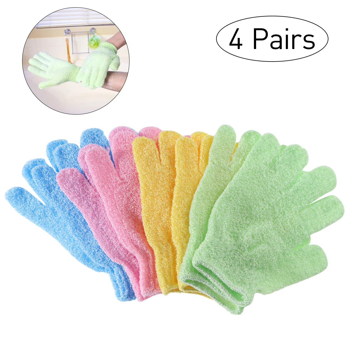 

4 Pairs Exfoliating Bath Bathing Brush Scrubbing Glove Bath for Dead Skin Scrubber
