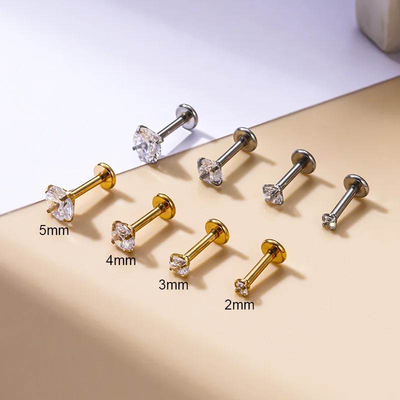 

1PC 16G Surgical Steel Zircon Lip Labret Piercing Helix Cartilage Earring Classic Flatback Labret Lip Stud Ring Piercing Jewelry