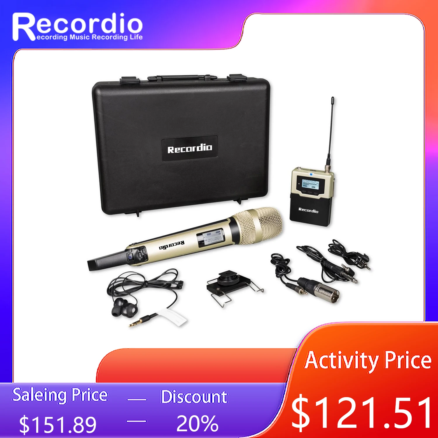 

GAW-E200 Broadcast UHF Camera Wireless Lavalier Microphone System Transmitters and Receivers for DSLR Camera & Camcorder