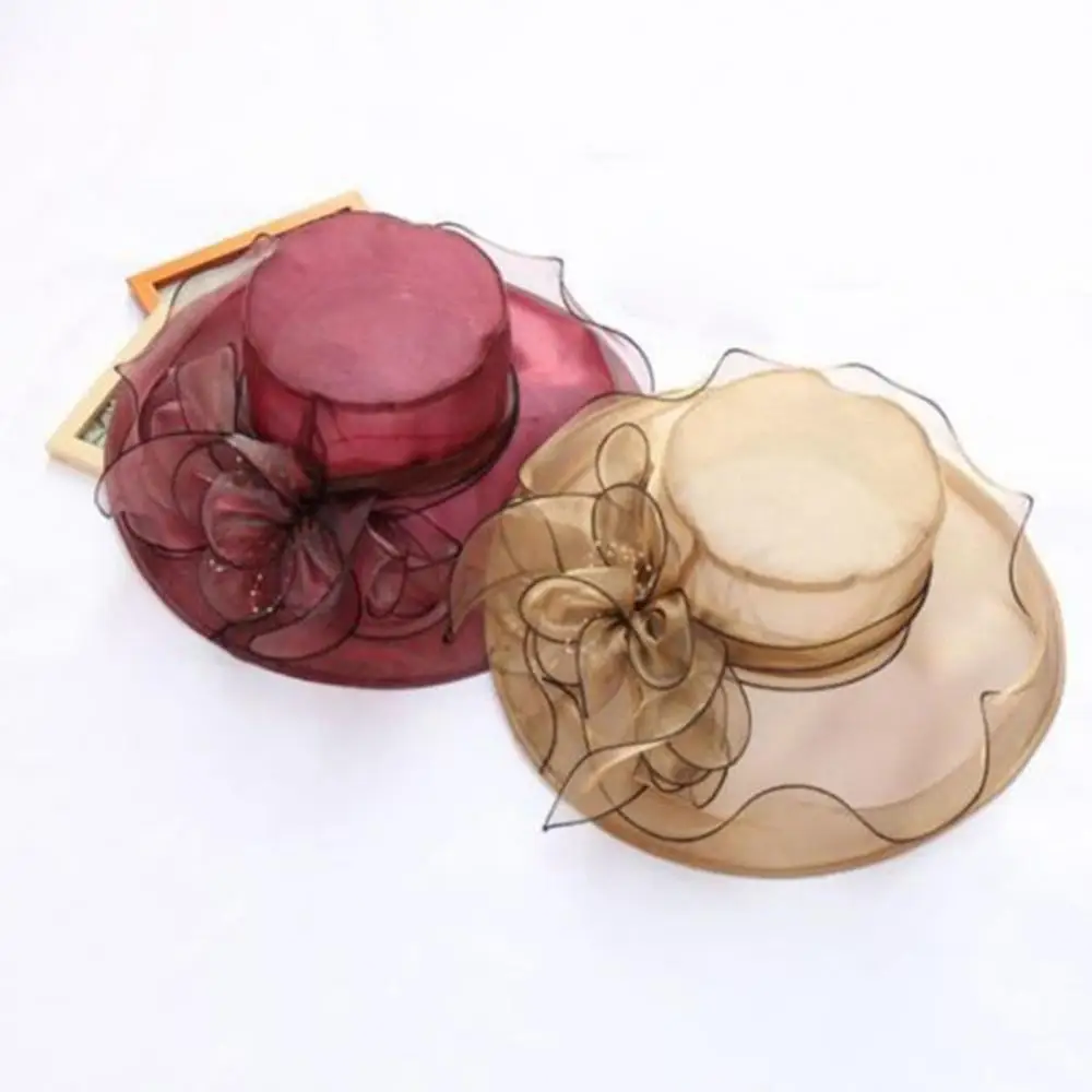 

Шляпа женская с широкими полями, элегантная Солнцезащитная шапка с цветами, для свадьбы, вечевечерние НКИ, путешествий, церкви