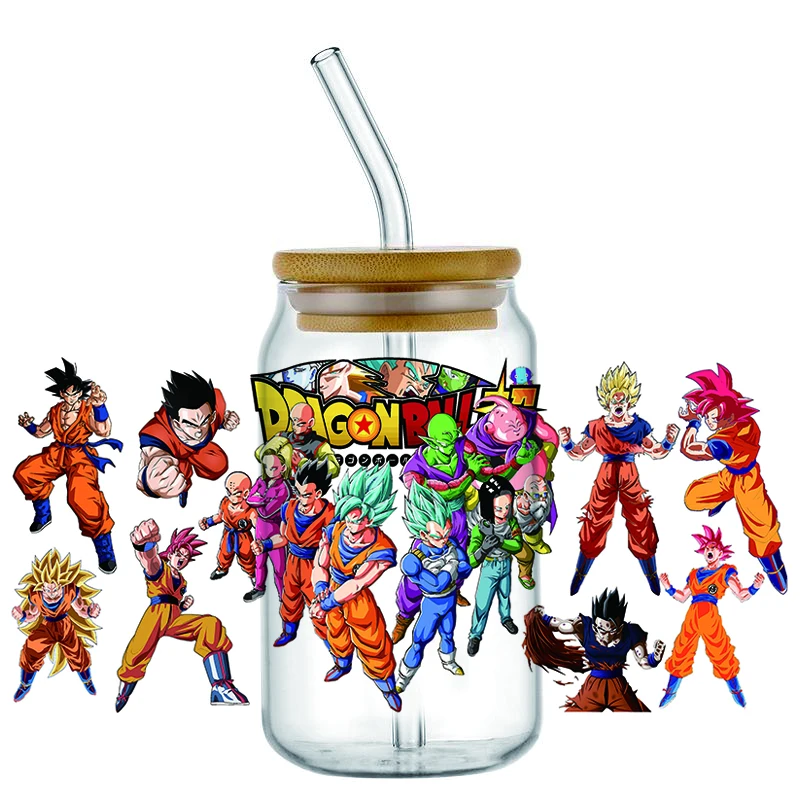 Minoso 3D Dragon Ball UV DTF Аниме Наклейка Для Стеклянной Кофейной Кружки Libbey 16 Унций На Окно
